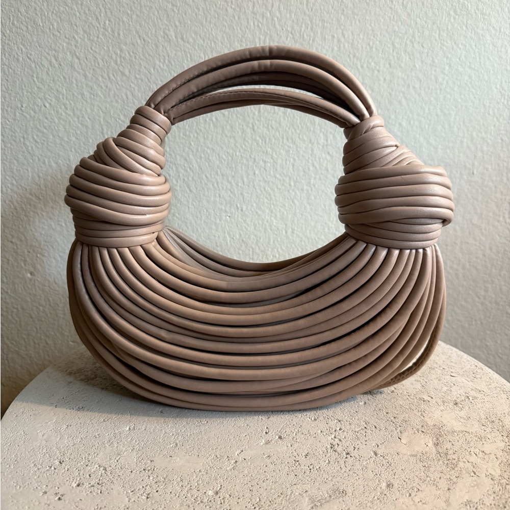 Taupe Knotted Handle Women’s Shoulder Bag